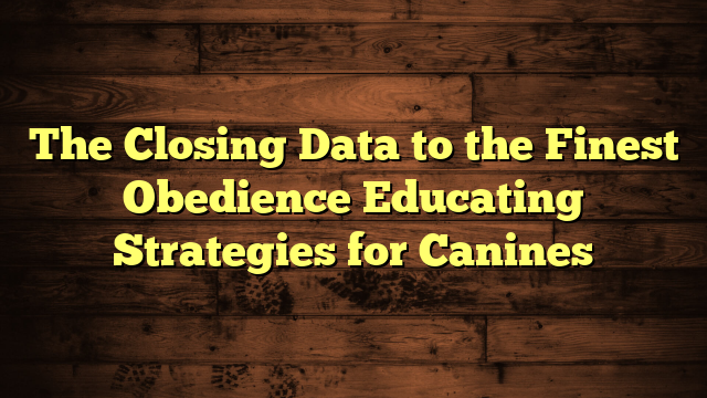 The Closing Data to the Finest Obedience Educating Strategies for Canines