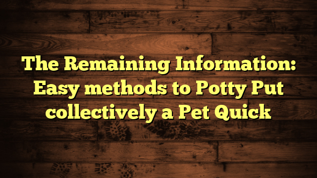 The Remaining Information: Easy methods to Potty Put collectively a Pet Quick